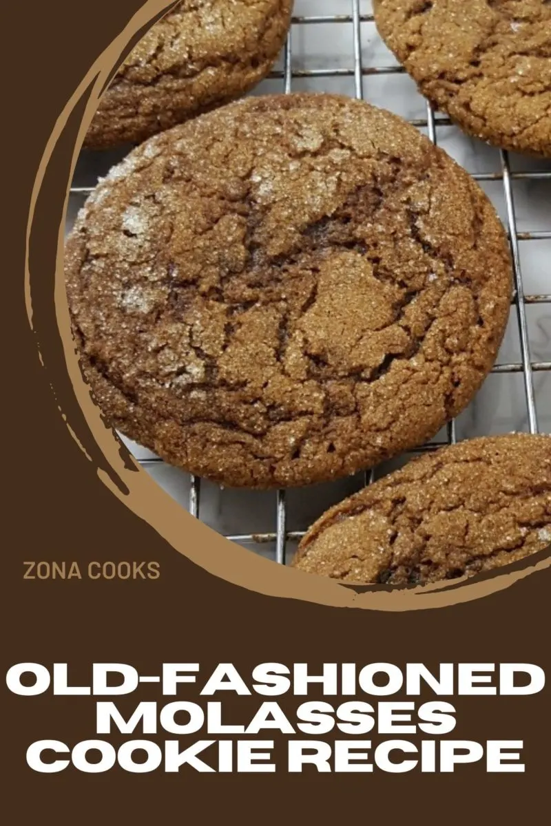 Old-fashioned Molasses Cookies on a wire rack.