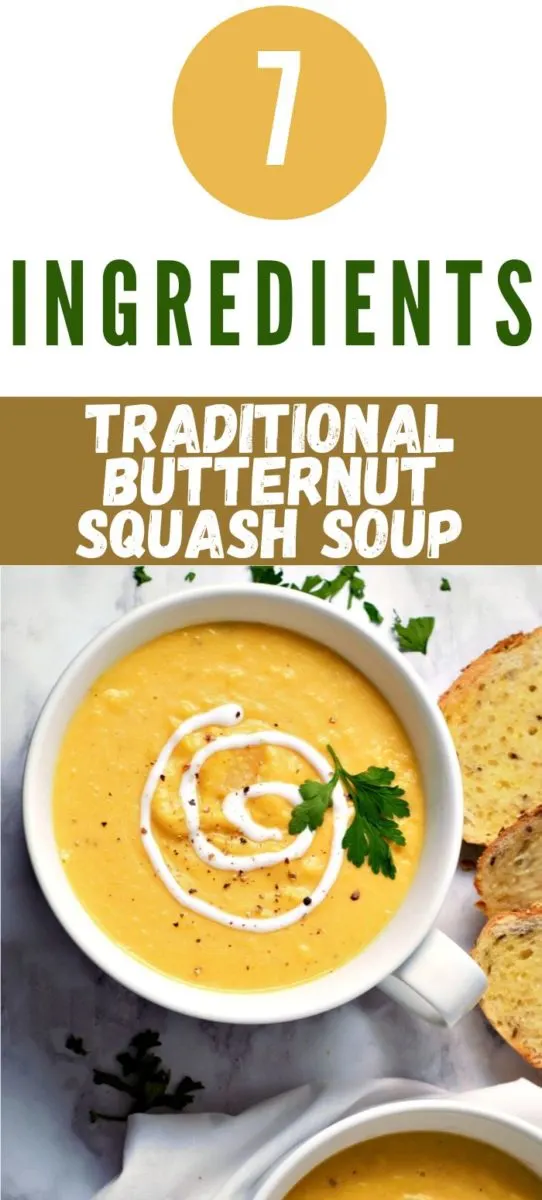 Traditional Butternut Squash Soup in a bowl.