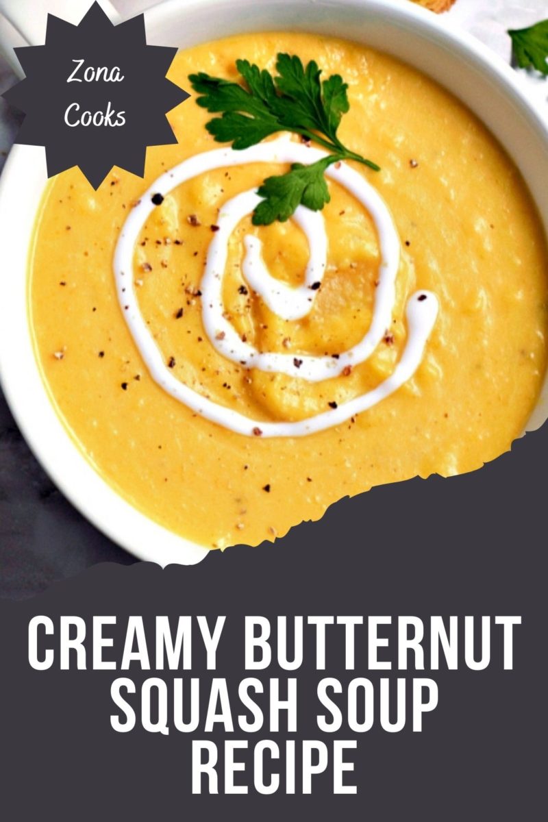 Creamy Butternut Squash Soup in a bowl.