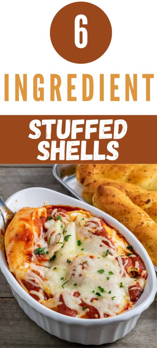 6 Ingredient Stuffed Shells in a baking dish.