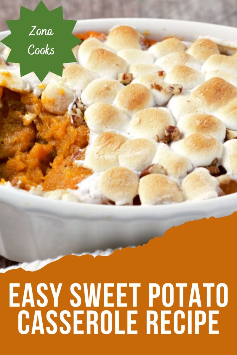 Easy Sweet Potato Casserole in a baking dish.