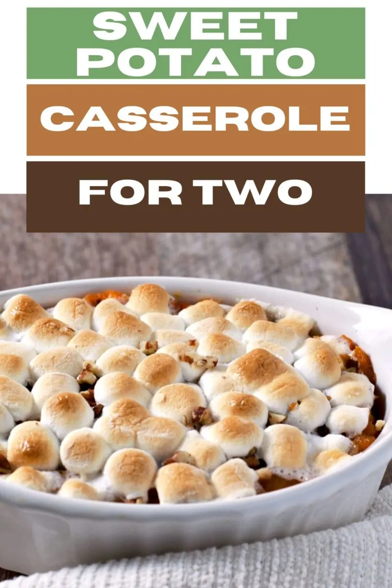 Sweet Potato Casserole for two in a small dish.