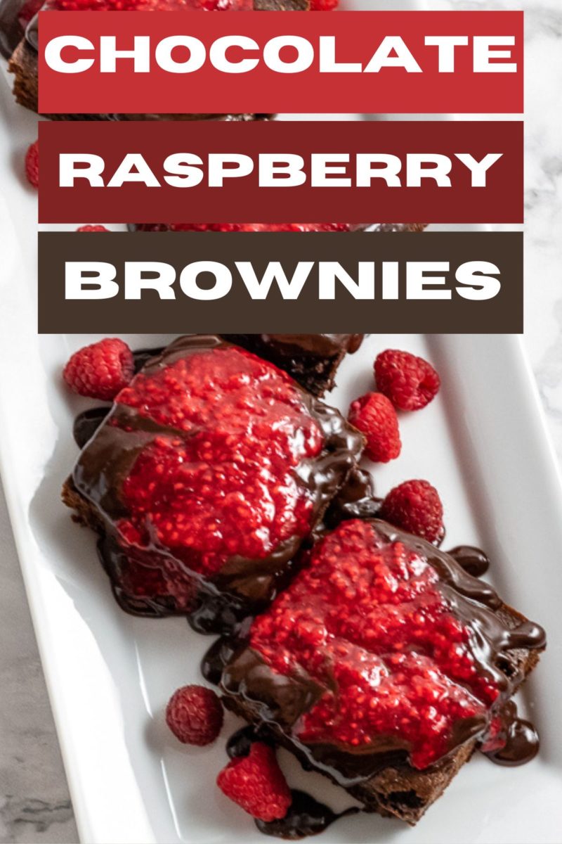 Chocolate Raspberry Brownies on a plate.