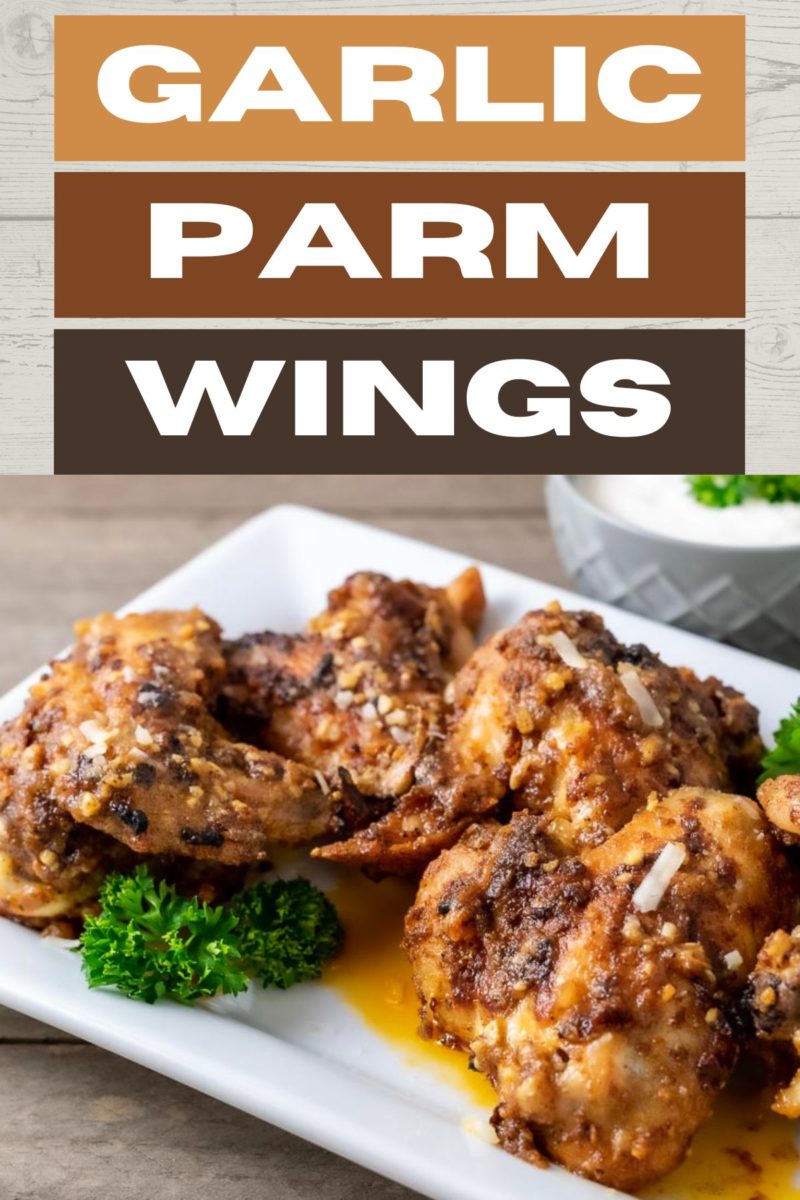 Garlic Parm Wings on a plate.