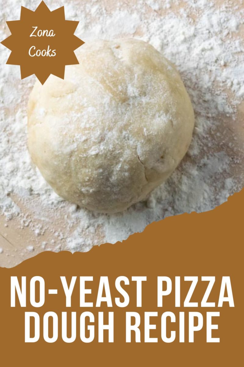 No-Yeast Pizza Dough ball on a cutting board.