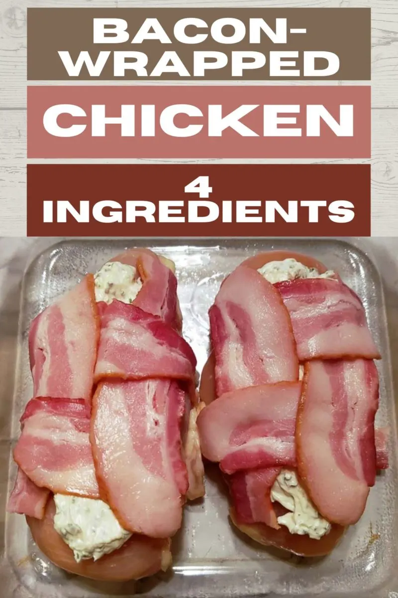 Bacon-wrapped Chicken in a baking dish.