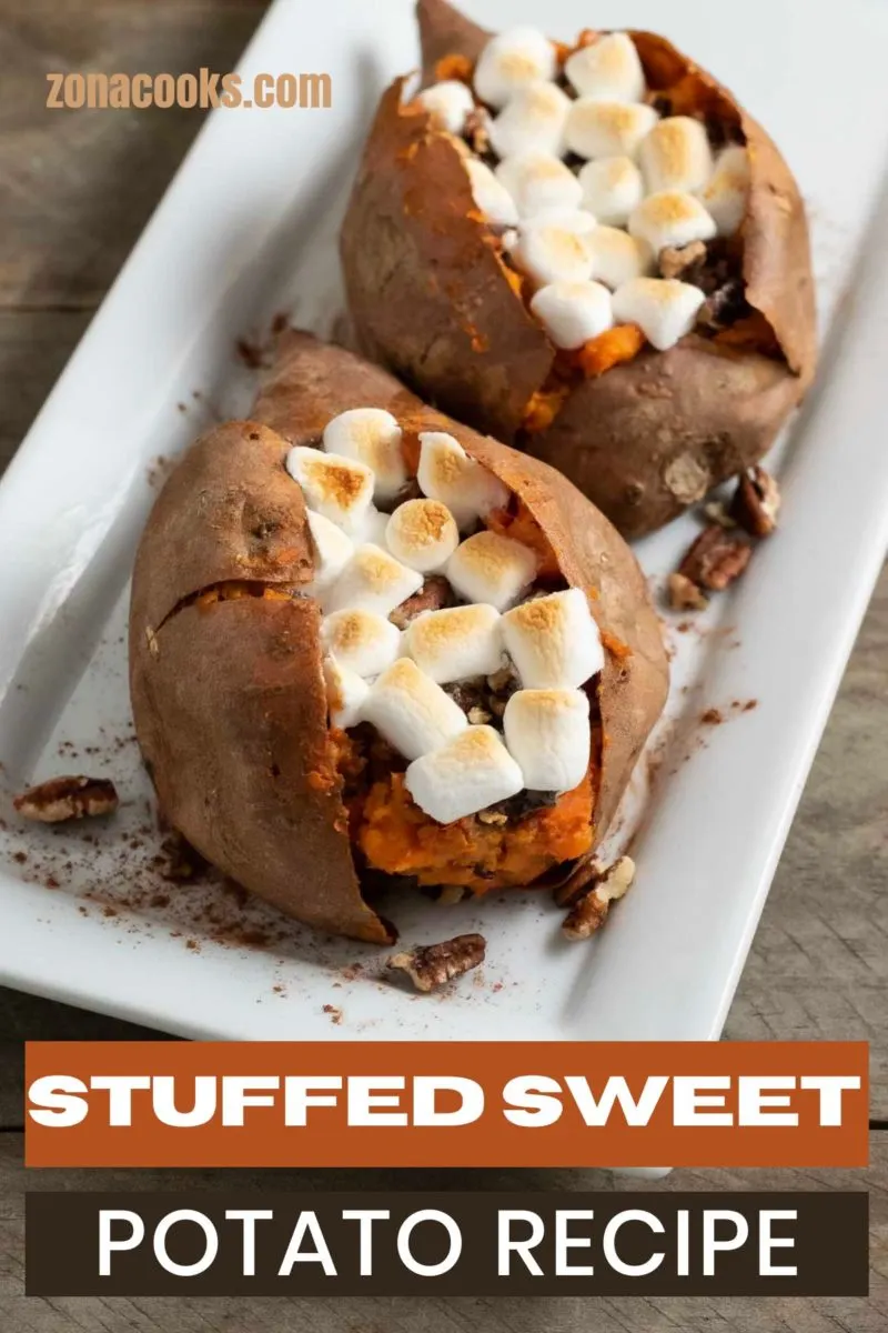 Stuffed Sweet Potato on a plate.