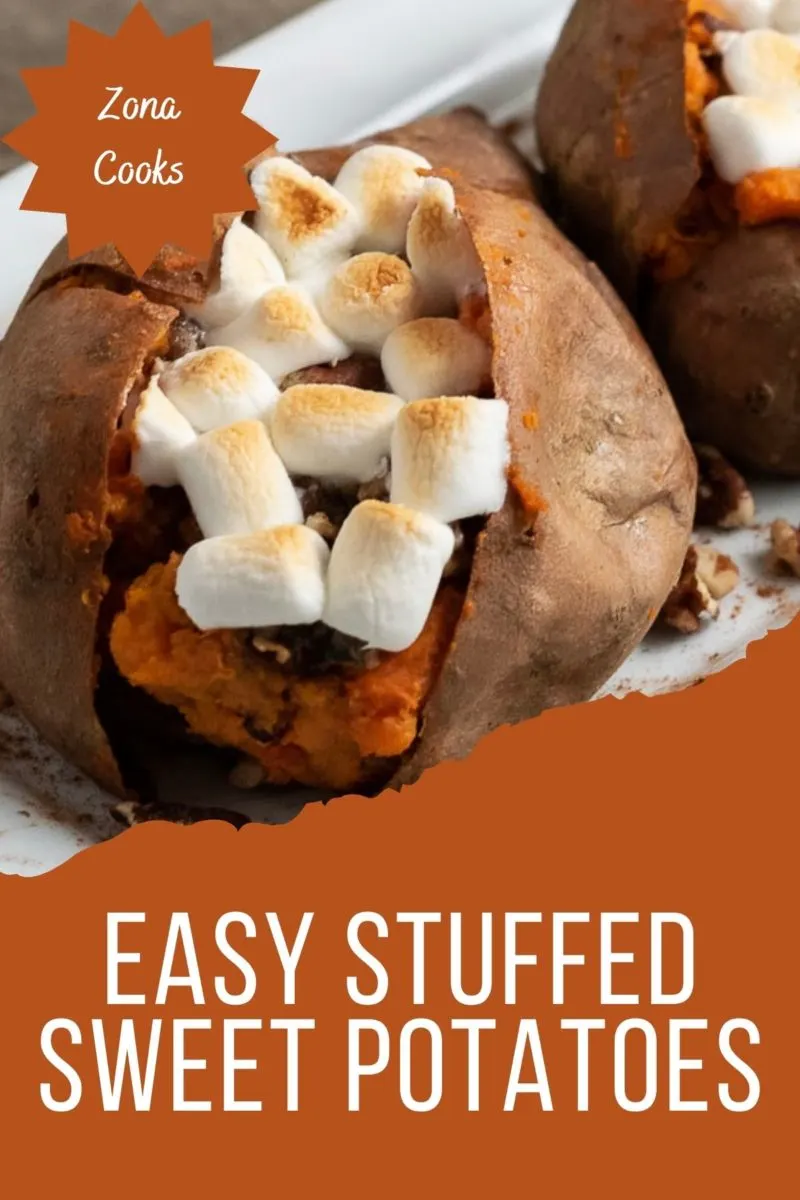 Easy Stuffed Sweet Potatoes on a pate.