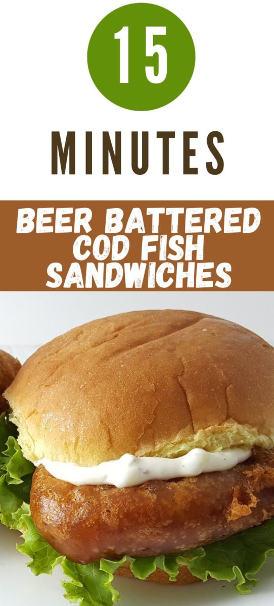 Beer Battered Cod Fish Sandwiches on a plate.