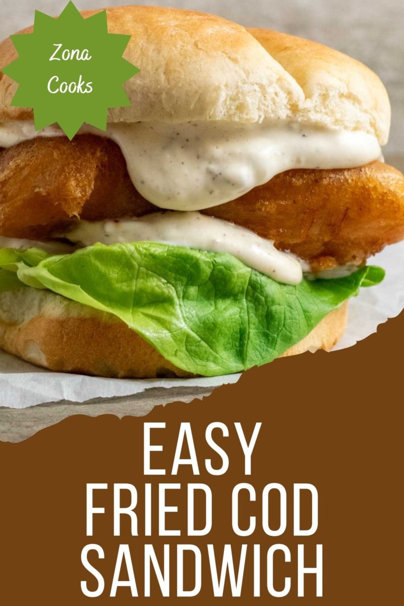 Easy Fried Cod Sandwich on parchment paper.