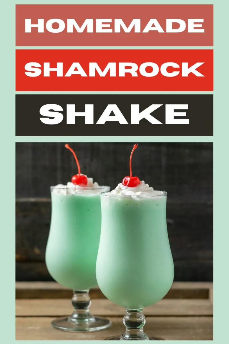 Homemade Shamrock Shake in two tall glasses.