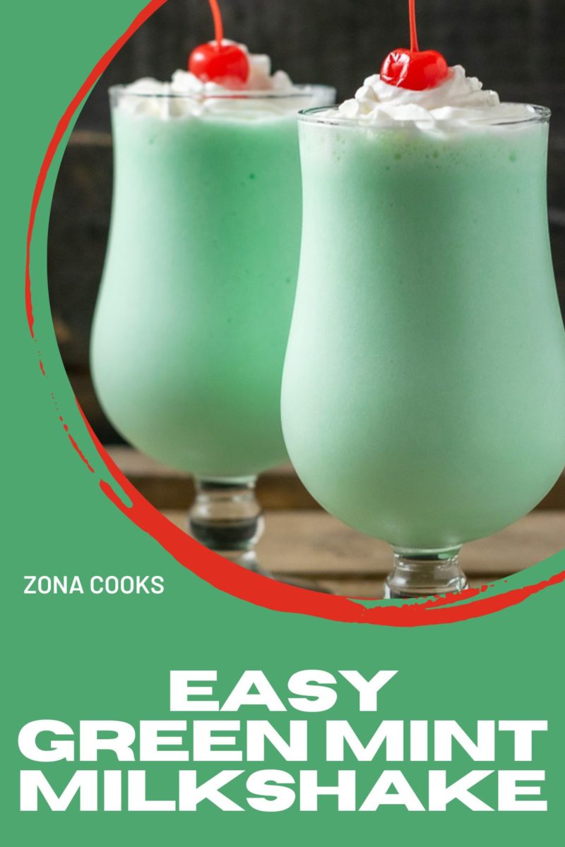 Easy Green Mint Milkshakes in two tall glasses.