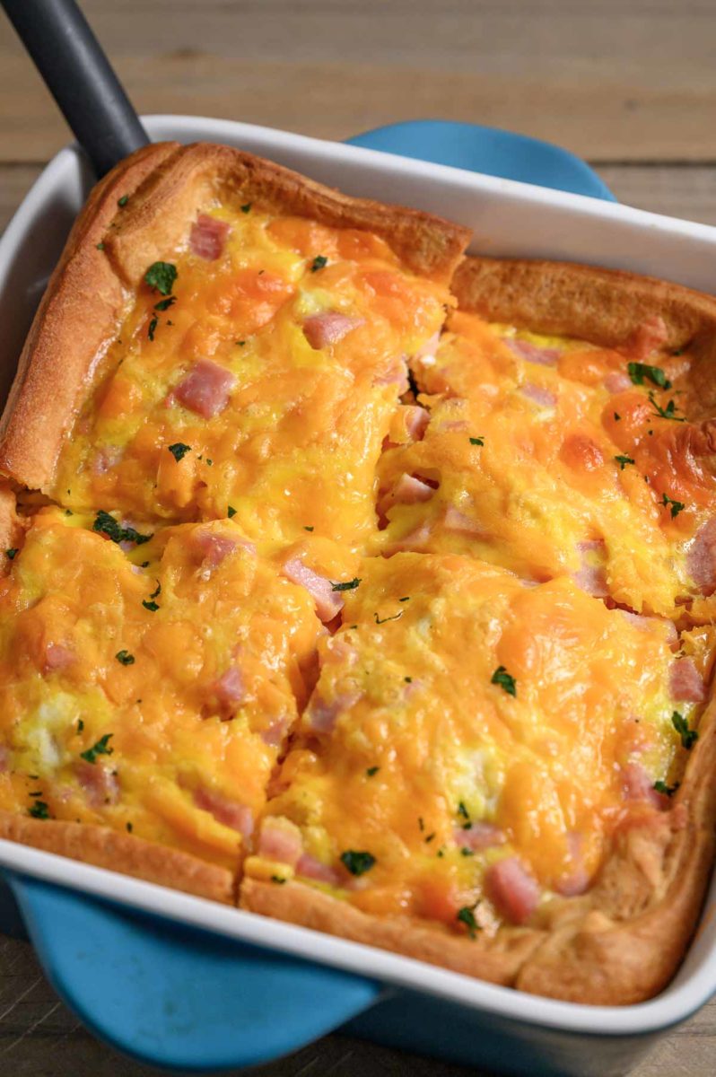 4 Ingredient Breakfast Casserole in a baking dish.