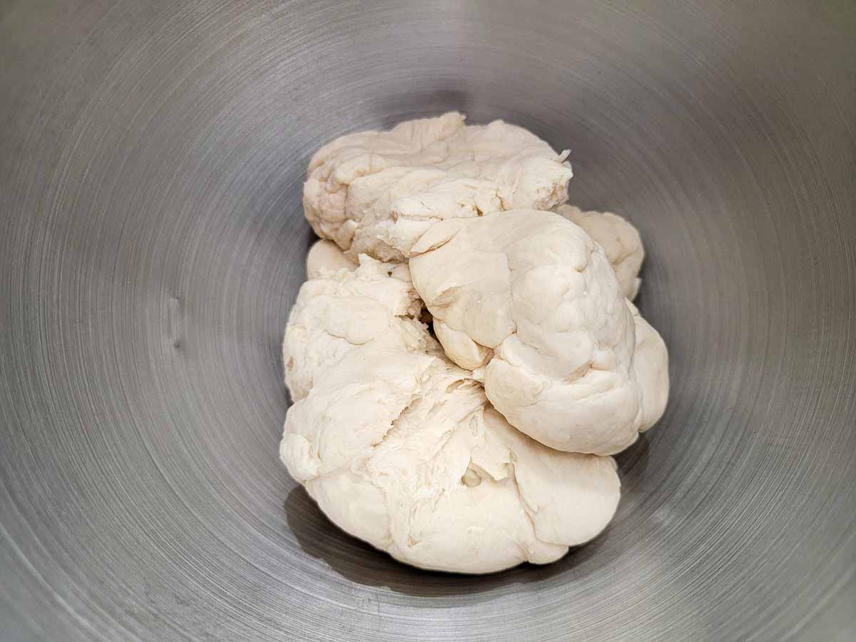 breadstick dough in a mixing bowl.
