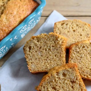 Maui Banana Bread slices on parchment paper.