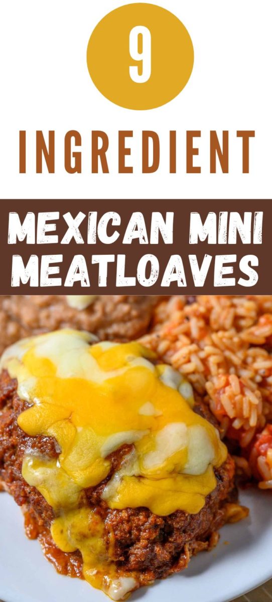 9 Ingredient Mexican Mini Meatloaf on a plate.