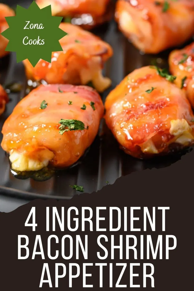4 Ingredient Bacon Shrimp Appetizers on a plate.