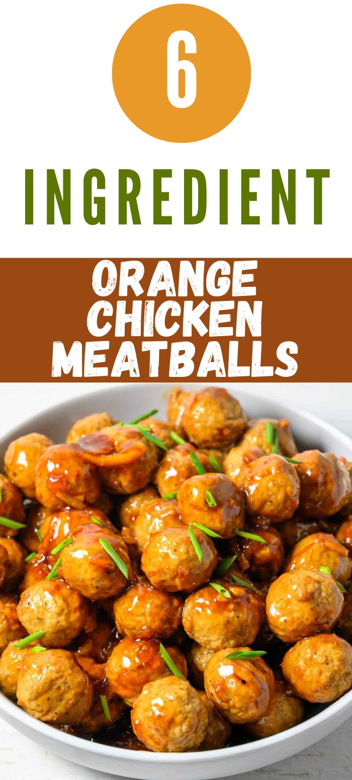 6 ingredient orange chicken meatballs in a bowl.