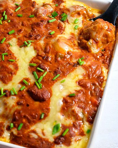 7 Ingredient Enchilada Meatball Casserole