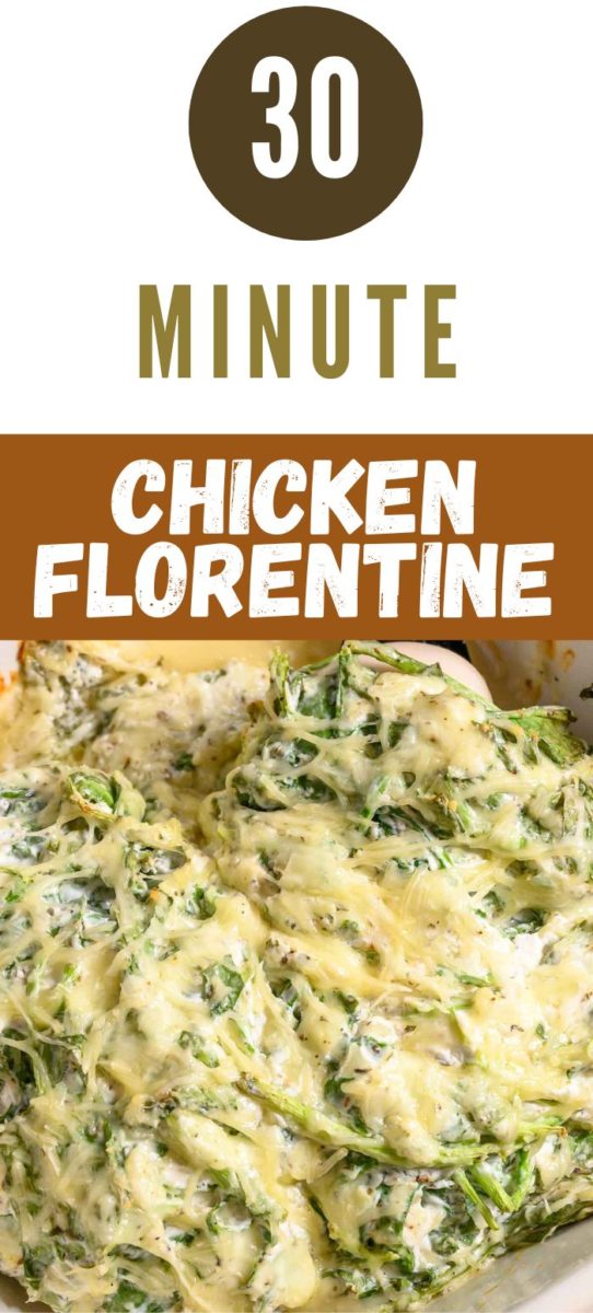 30 Minute Chicken Florentine in a baking dish.