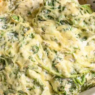 Creamy Chicken Florentine in a baking dish.