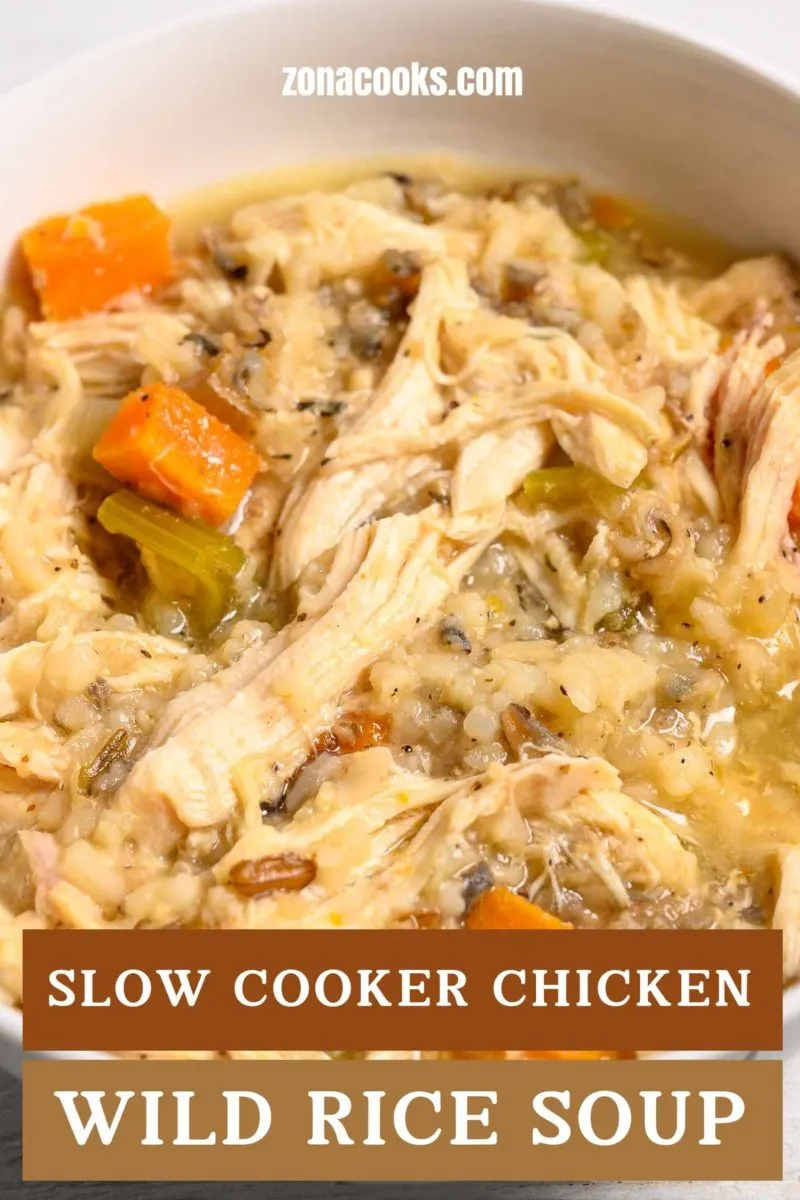 Slow Cooker Chicken Wild Rice Soup in a bowl.