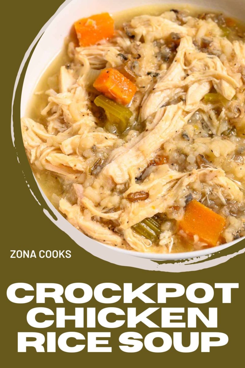 Crockpot Chicken Rice Soup in a bowl.