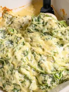 Creamy Chicken Florentine in a baking dish.