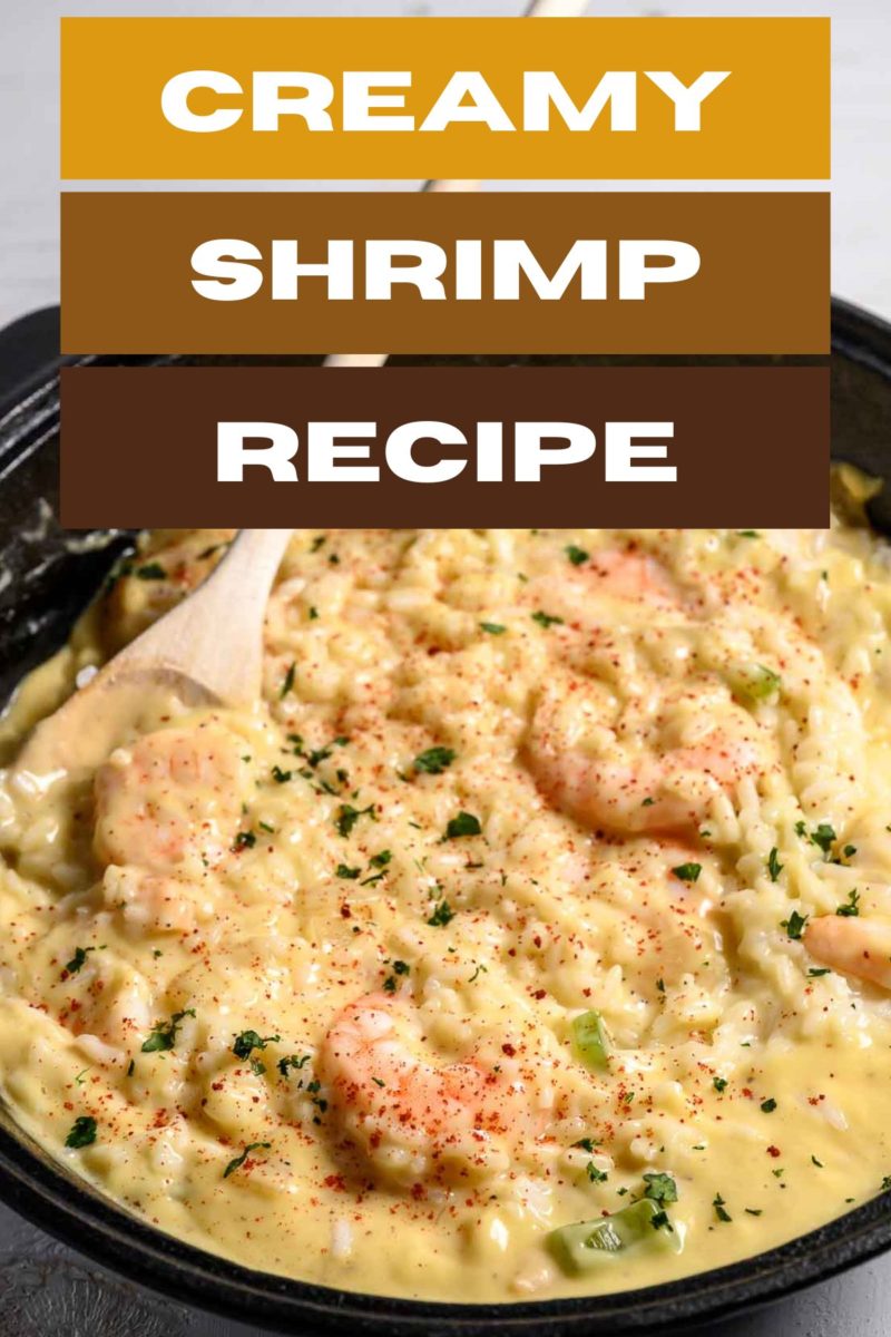 Creamy Shrimp in a skillet.