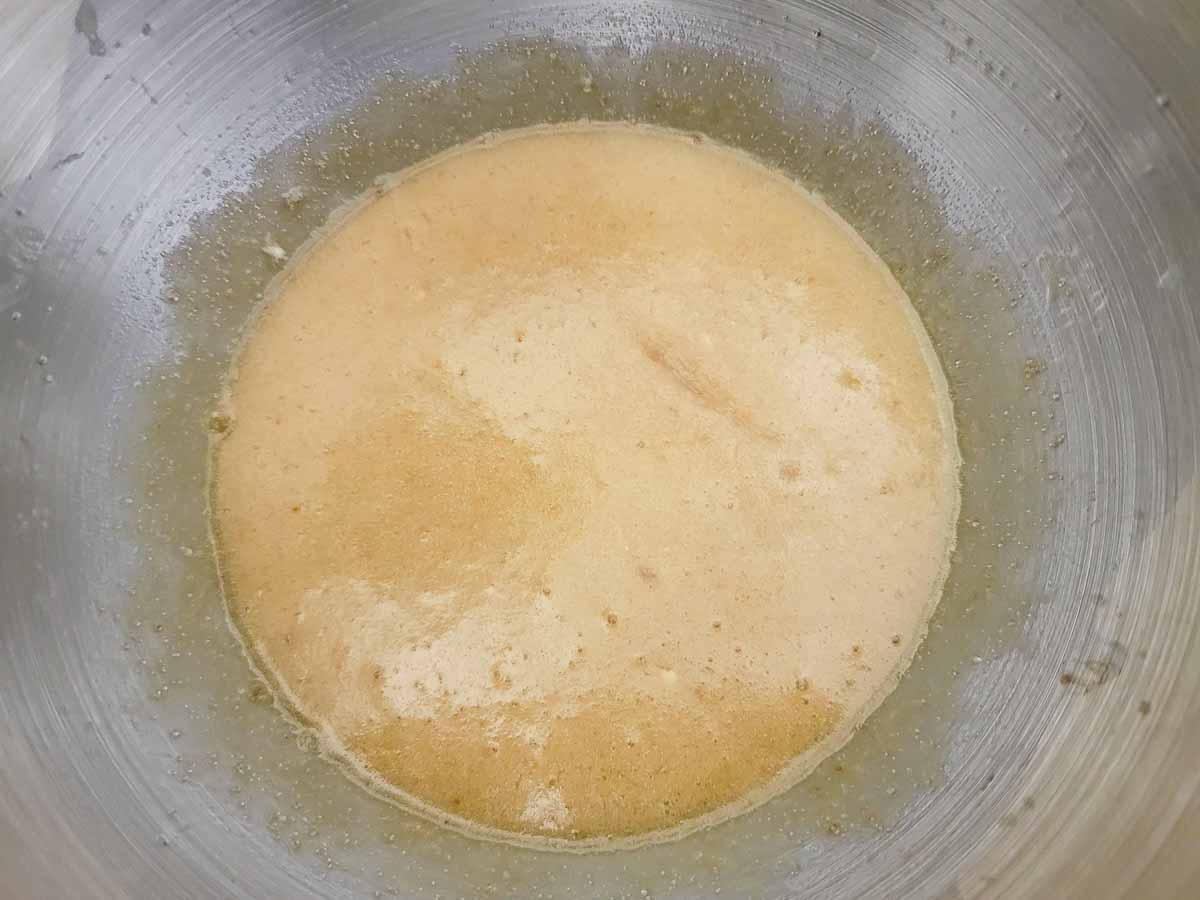 muffin batter in a bowl.