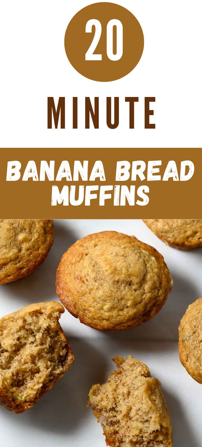 20 minute banana bread muffins on a plate.