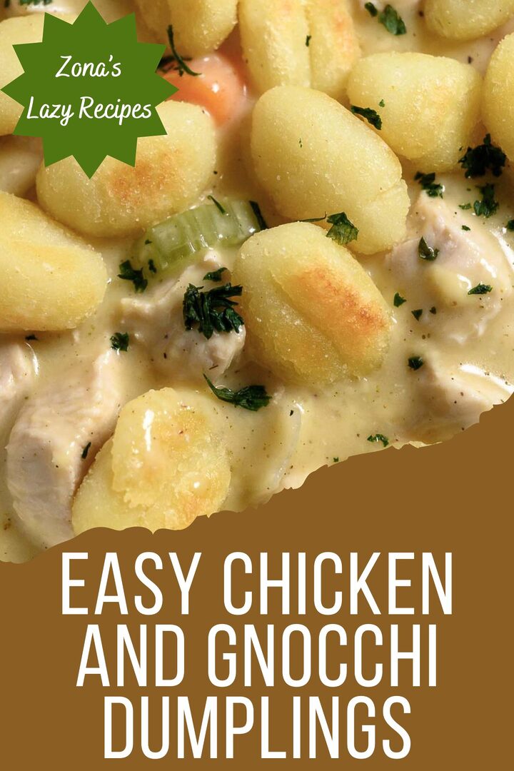 eash chicken and gnocchi dumplings in a bowl.