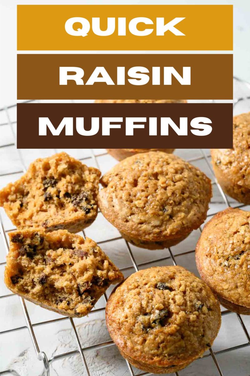 Quick Raisin Muffins on a cooling rack.