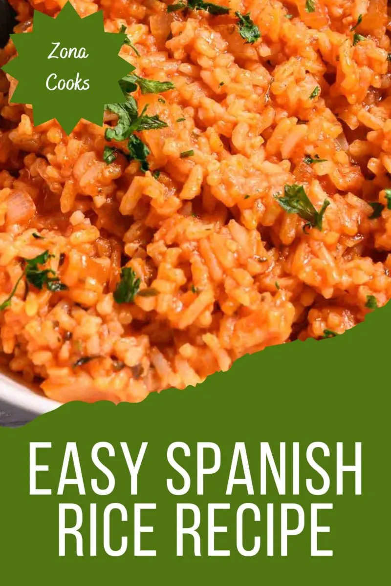 Easy Spanish Rice in a dish.