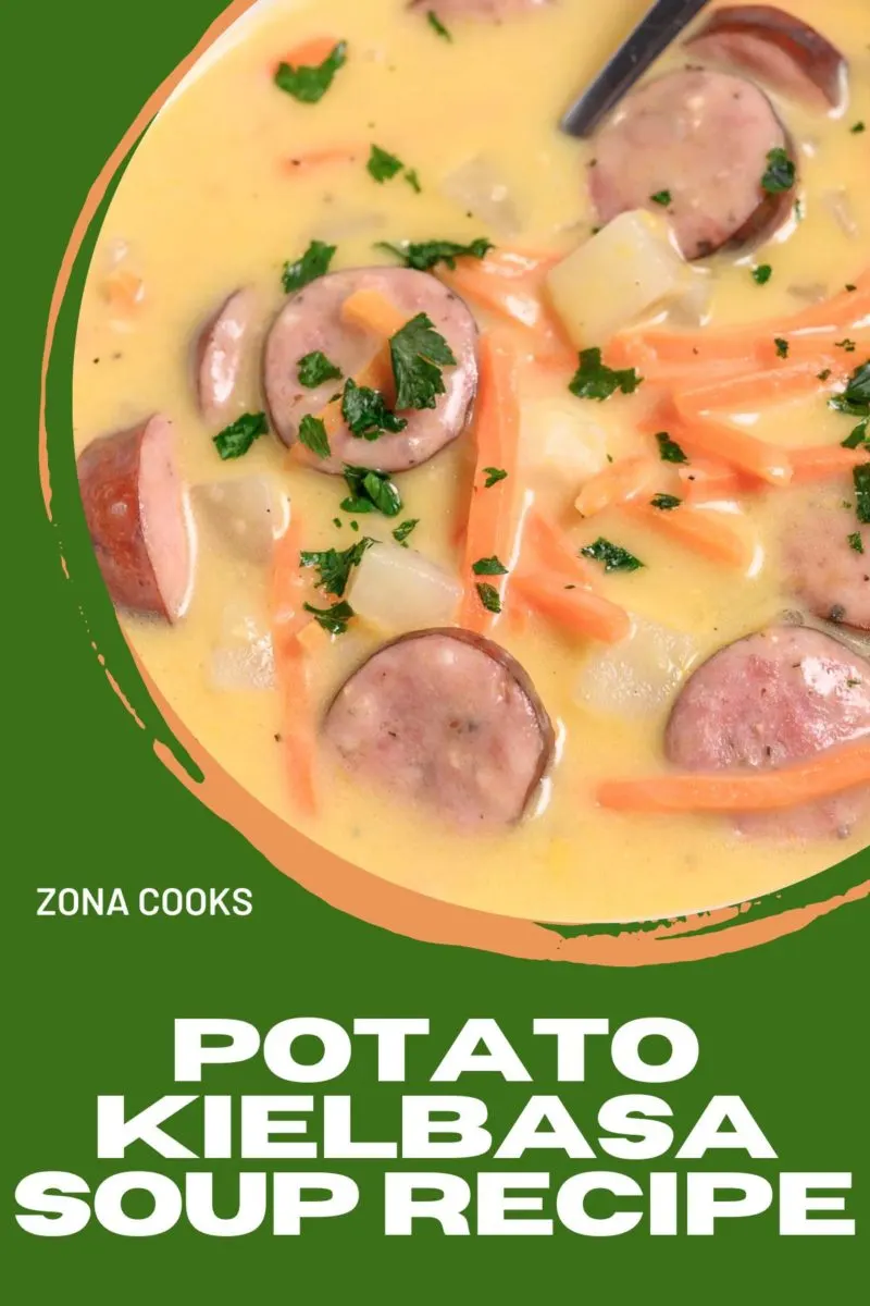 Potato Kielbasa Soup in a bowl.