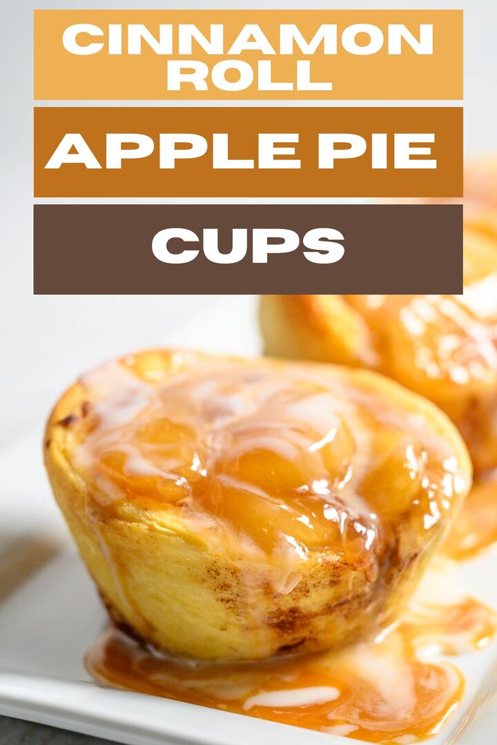 cinnamon roll apple pie cups on a plate.