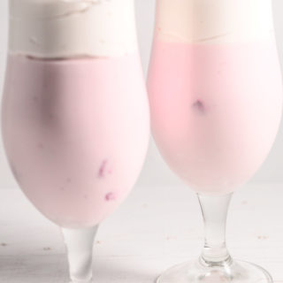 3 Ingredient Strawberry Fluff in two tall glasses.