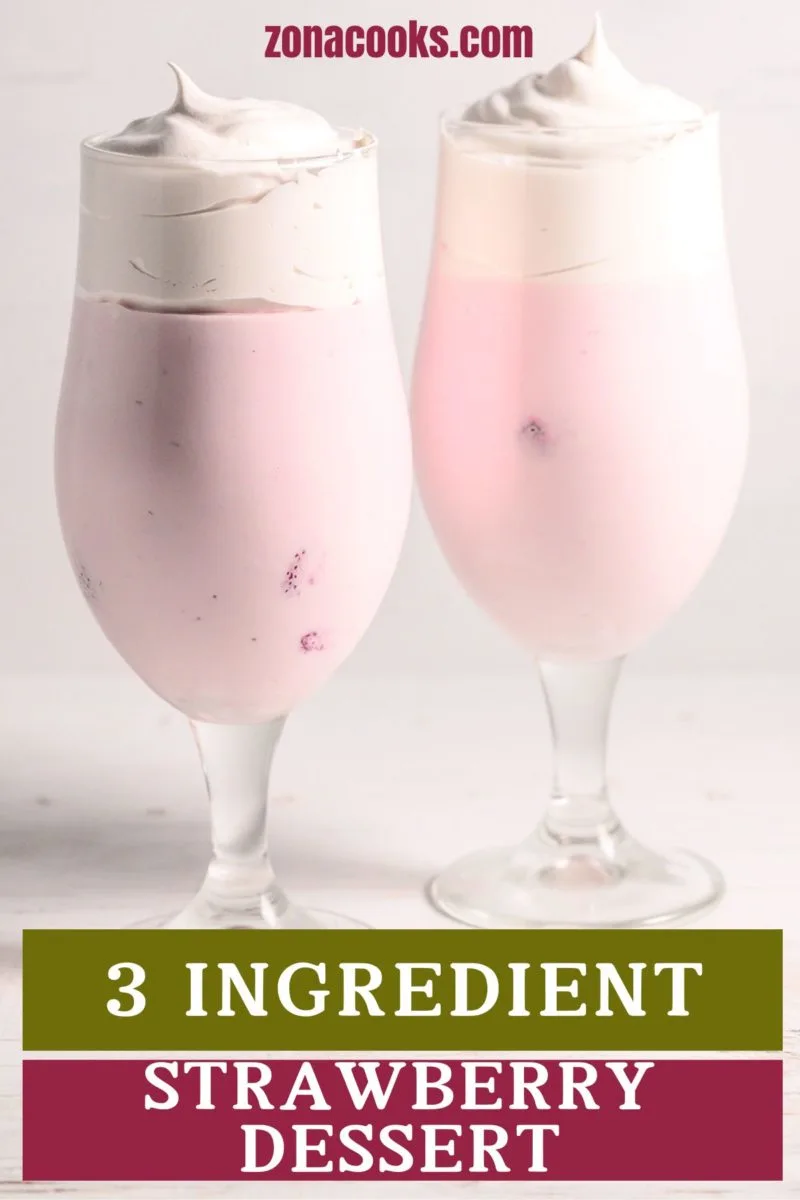 3 Ingredient Strawberry Dessert in 2 serving glasses.