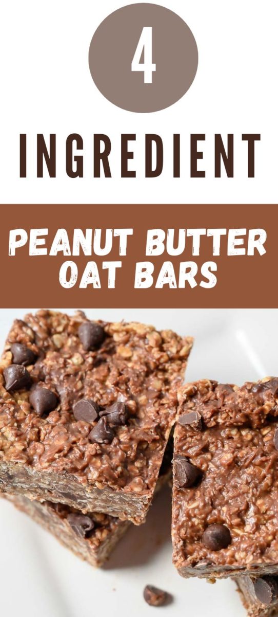 4 Ingredient Peanut Butter Oat Bars in two stacks on a plate.