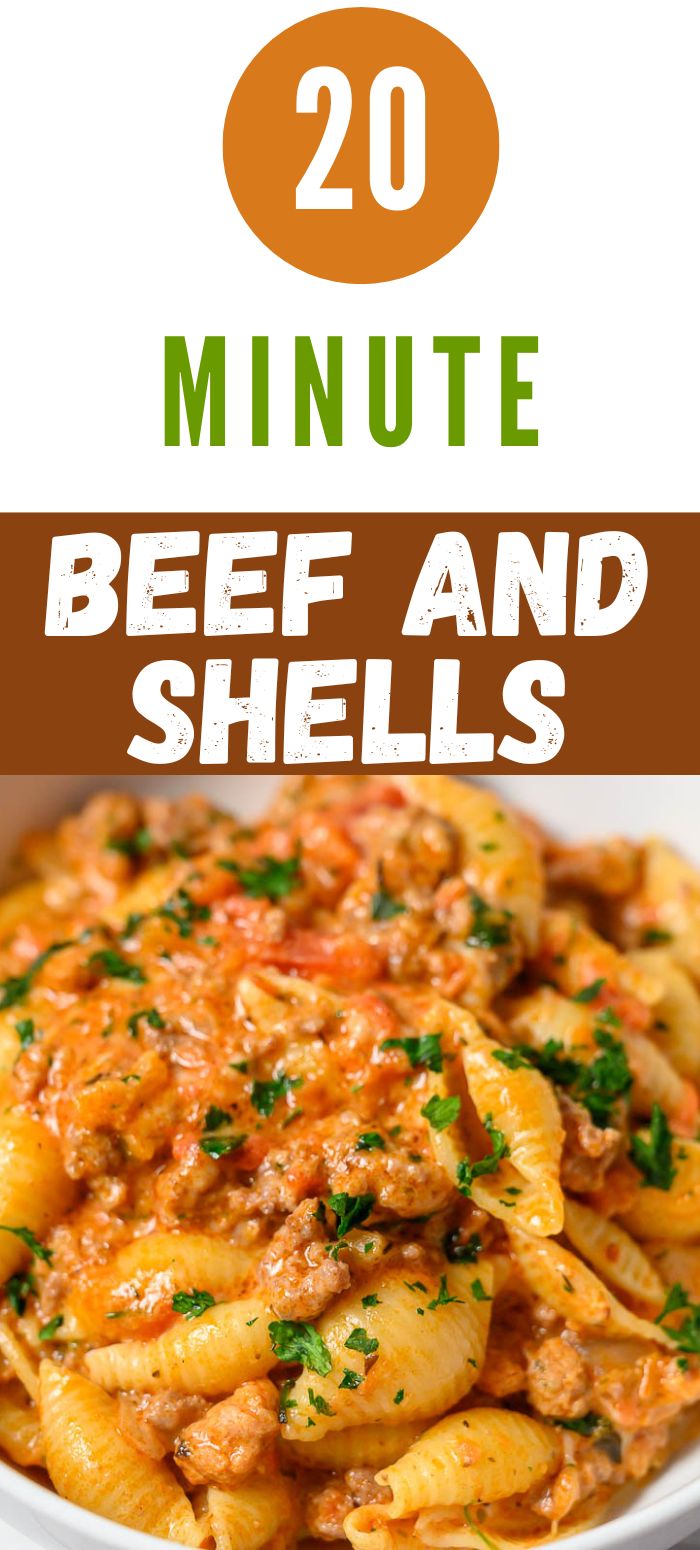 20 minute beef and shells in a bowl.