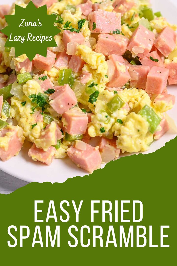 easy fried spam scramble on a plate.