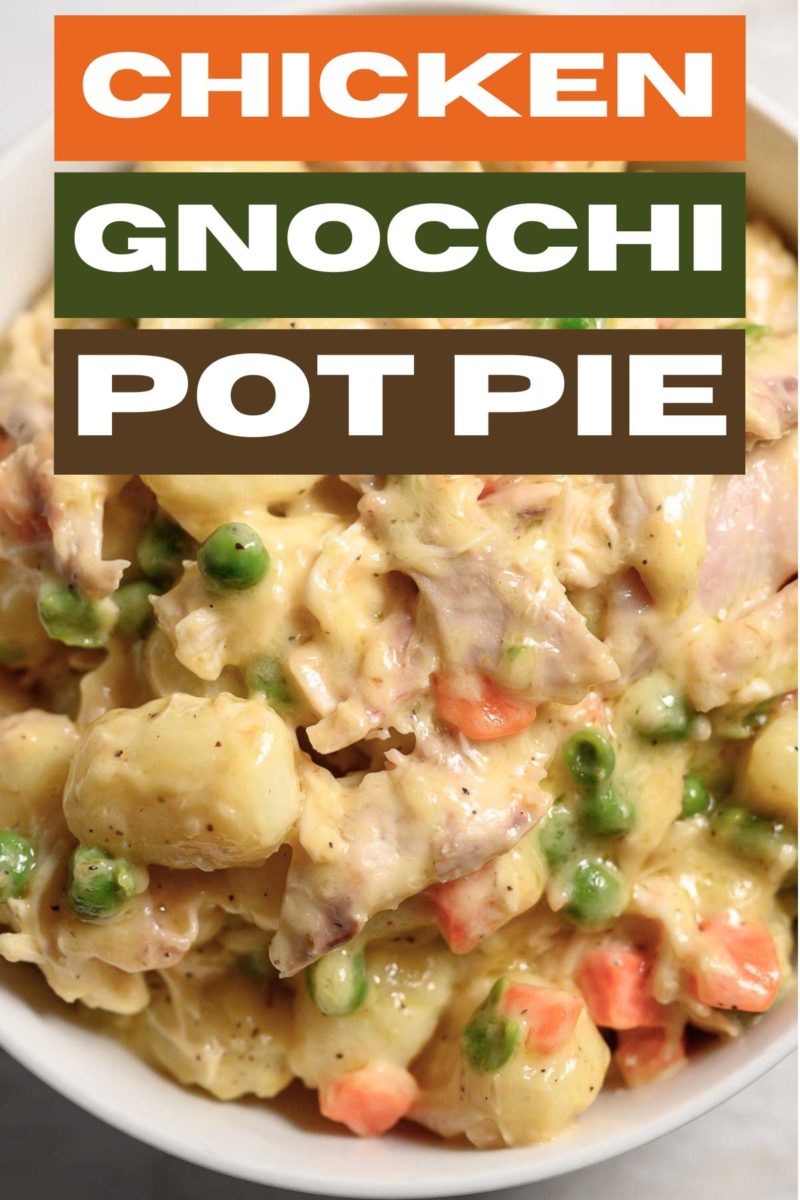 Chicken Gnocchi Pot Pie in a bowl.