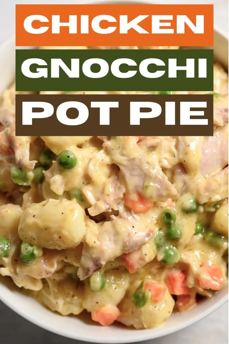 Chicken Gnocchi Pot Pie in a bowl.