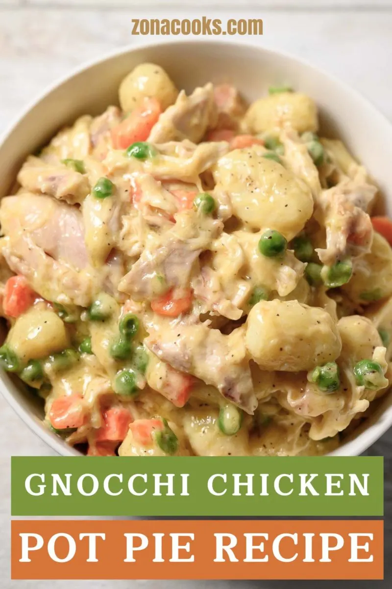 Gnocchi Chicken Pot Pie in a bowl.