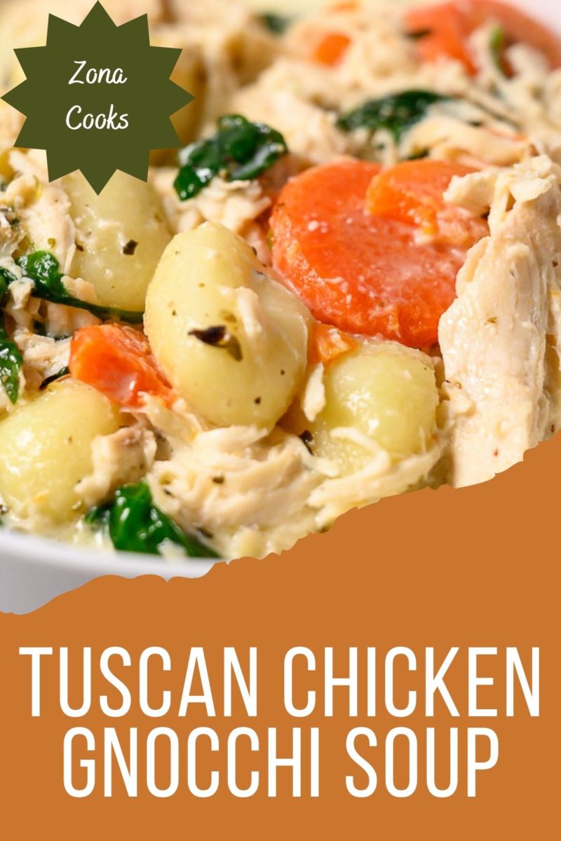 Tuscan Chicken Gnocchi Soup in a bowl.