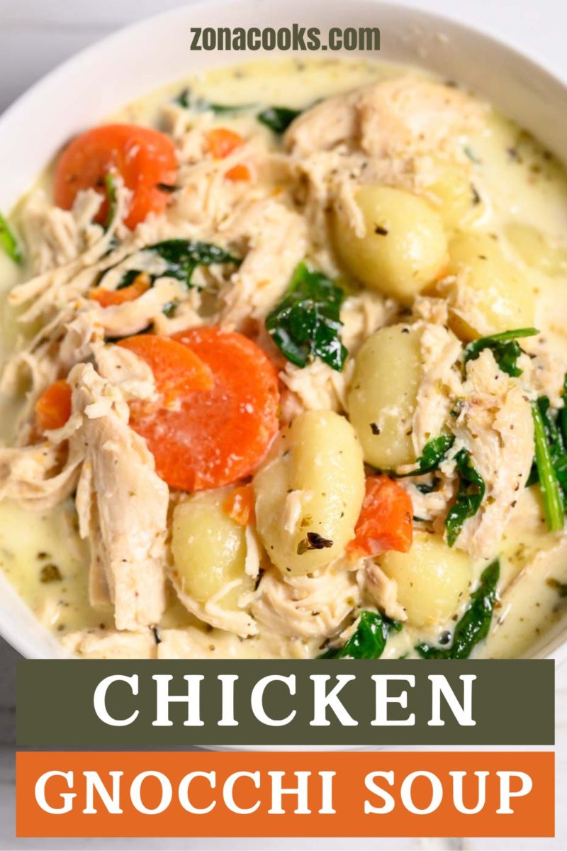 Chicken Gnocchi Soup in a bowl.