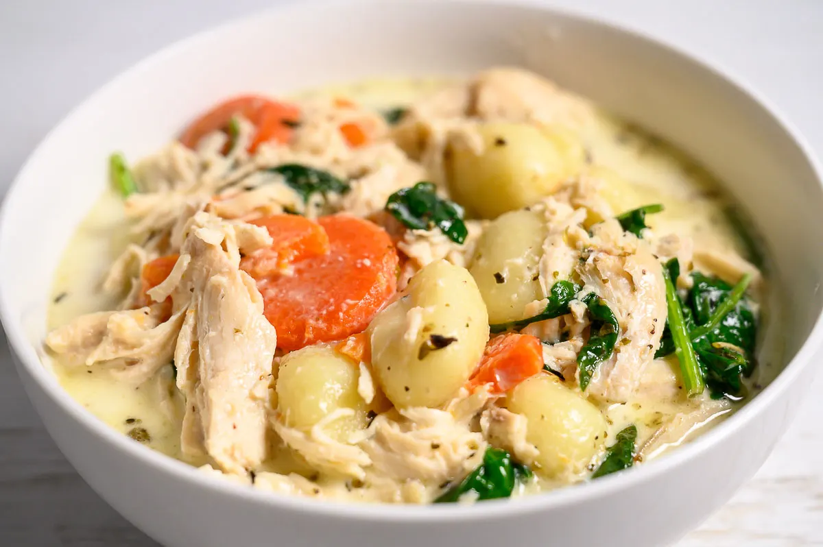 Chicken Gnocchi Soup in a bowl.