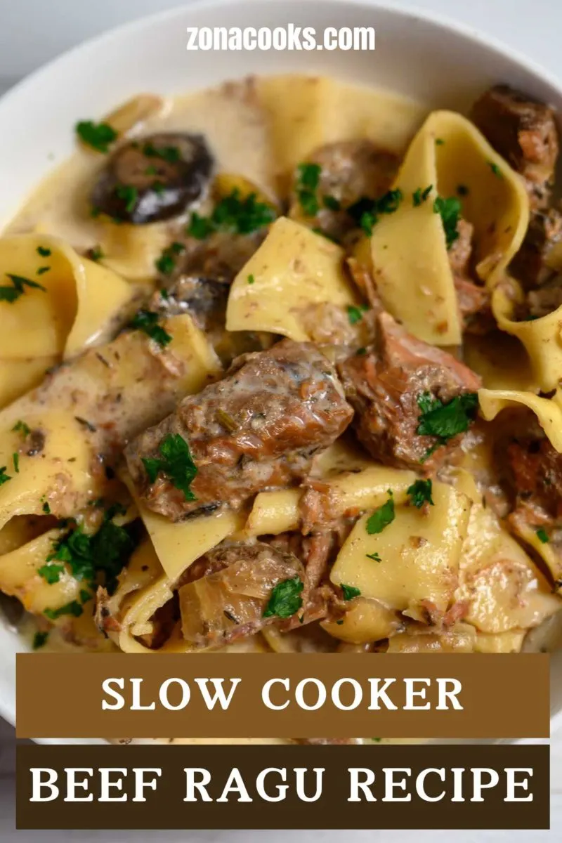 Slow Cooker Beef Ragu in a bowl.