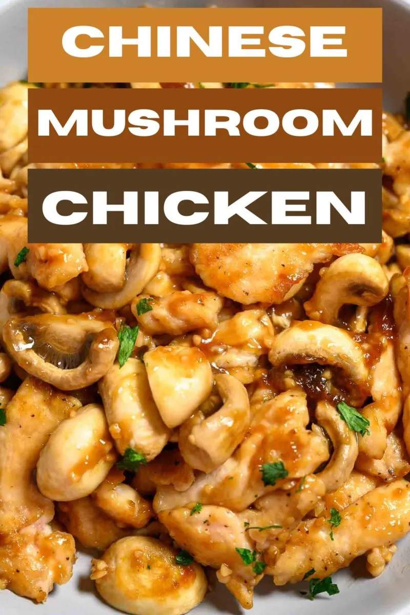 Chinese Mushroom Chicken in a serving dish.