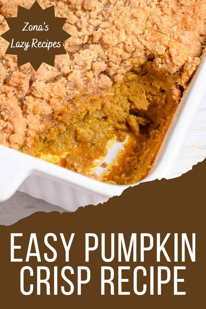 pumpkin crisp dessert in a baking dish.